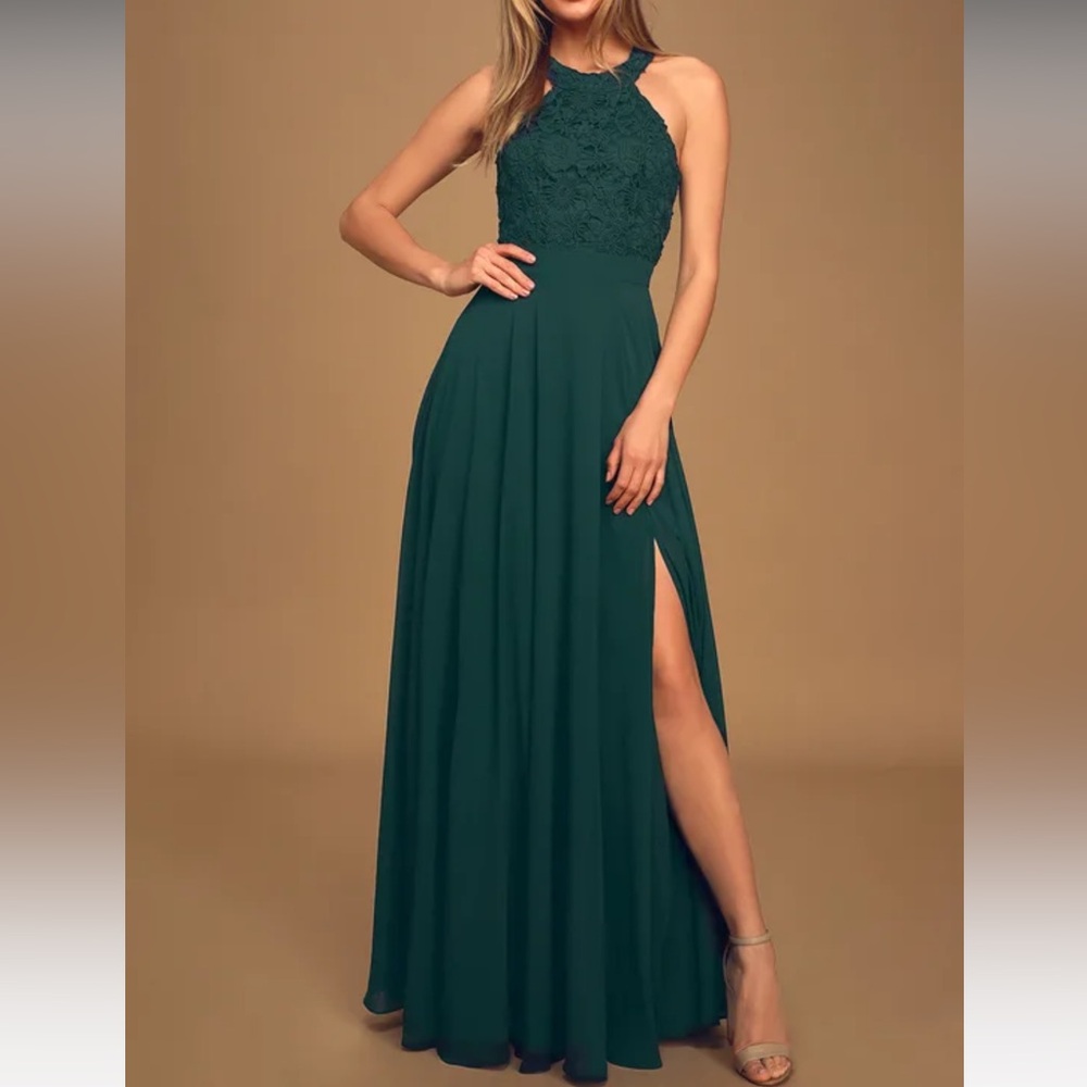 Picture Perfect Emerald Green Lace Maxi Dress